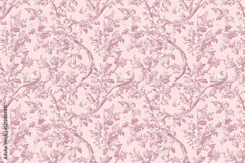 Poster floral toile tapestry pattern. vintage botanical wallpaper pattern. background image. created with g