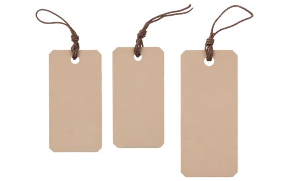 set of price tag, blank paper tags on transparent background - Powered by Adobe