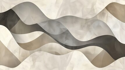 A seamless abstract design of organic, geometric shapes with soft edges in muted tones of beige, gray, and brown, creating a harmonious effect.