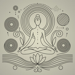 Logo hand-drawn yoga and harmony black lines