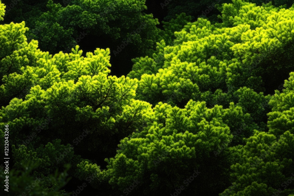 Poster A dense group of green trees in a forest setting