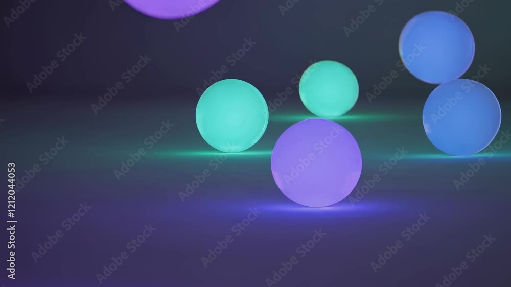 Leinwandbilder Colorful glowing spheres create mesmerizing patterns during a nighttime display at an art installation
