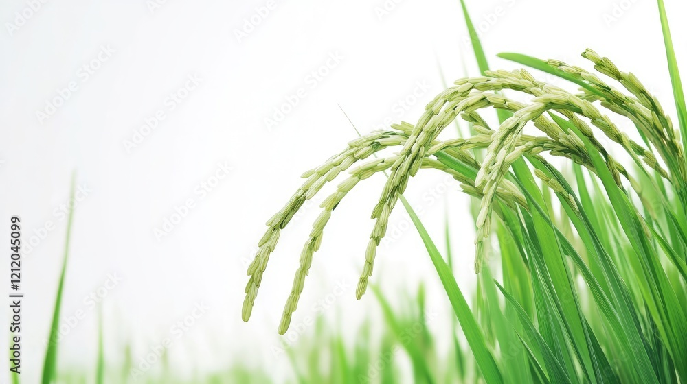 Poster paddy rice field displayed on a white background generative ai