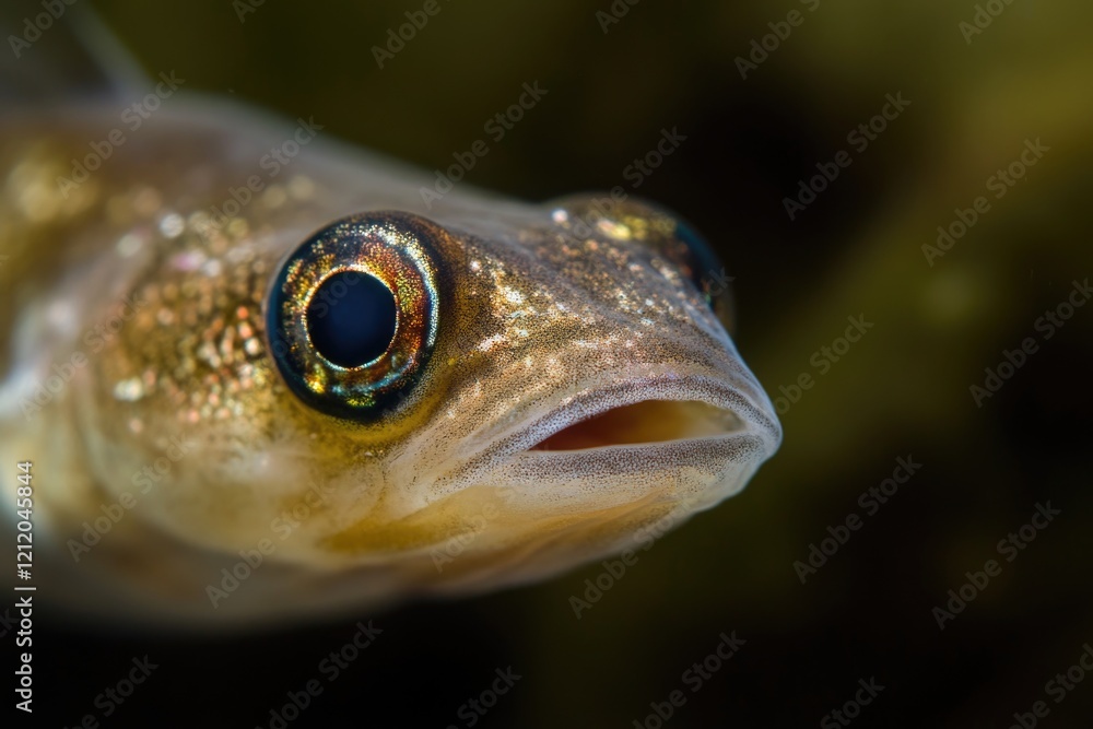 Poster a close-up shot of a fish with an unusually large eye, great for use in underwater scenes or as a sy