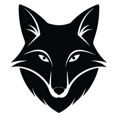 Fox Head Silhouette Vector Art Illustration, Black Fox Head Design