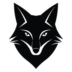 Fox Head Silhouette Vector Art Illustration, Black Fox Head Design