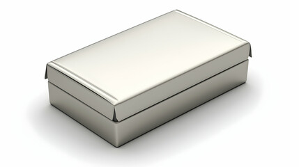 Silver cardboard box mockup on white background, for product packaging design