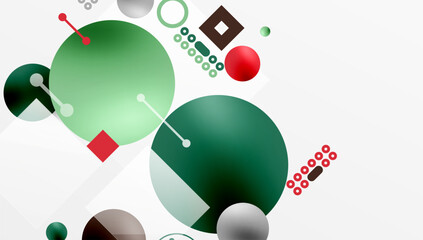 Minimalistic abstract vector design, layered geometric shapes circles, squares, and triangles with soft pastel gradients and semi-transparent effects. Perfect for contemporary use