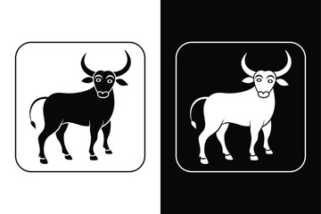 Minimalist Taurus Horoscope Icon Sleek Design for Black and White Backgrounds.