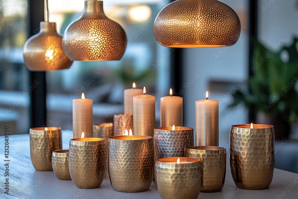 Poster group of candles placed on a table, suitable for use in event or party decoration