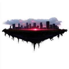 Fototapeta premium Urban Skyline with Dramatic Sunset Reflection