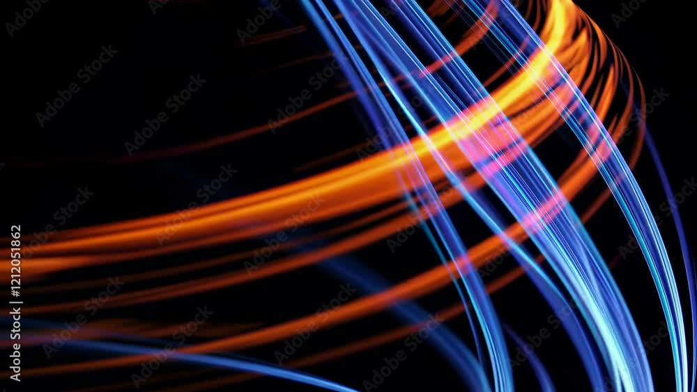Poster exploring vibrant light trails creating dynamic patterns in a dark environment