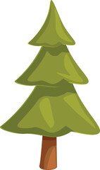 Simple cartoon illustration of evergreen tree isolated on white background, perfect for christmas projects