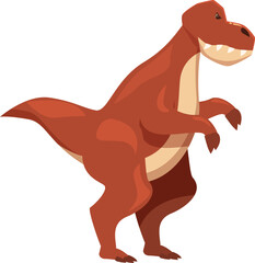 Brown tyrannosaurus rex standing on two legs with visible teeth and claws