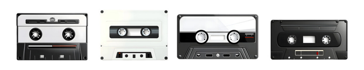 Pack of Old Cassette on Transparent background