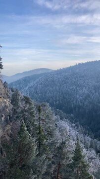 A frosty winter hike to Tomasovsky view, a stunning rock formation offering breathtaking vistas in Slovensky Raj National Park, Slovakia