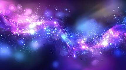 Fototapeta premium Abstract Colorful Light Waves and Sparking Bokeh Background for Creative Designs, Digital Art, and Contemporary Projects in Vibrant Purple and Blue Tones