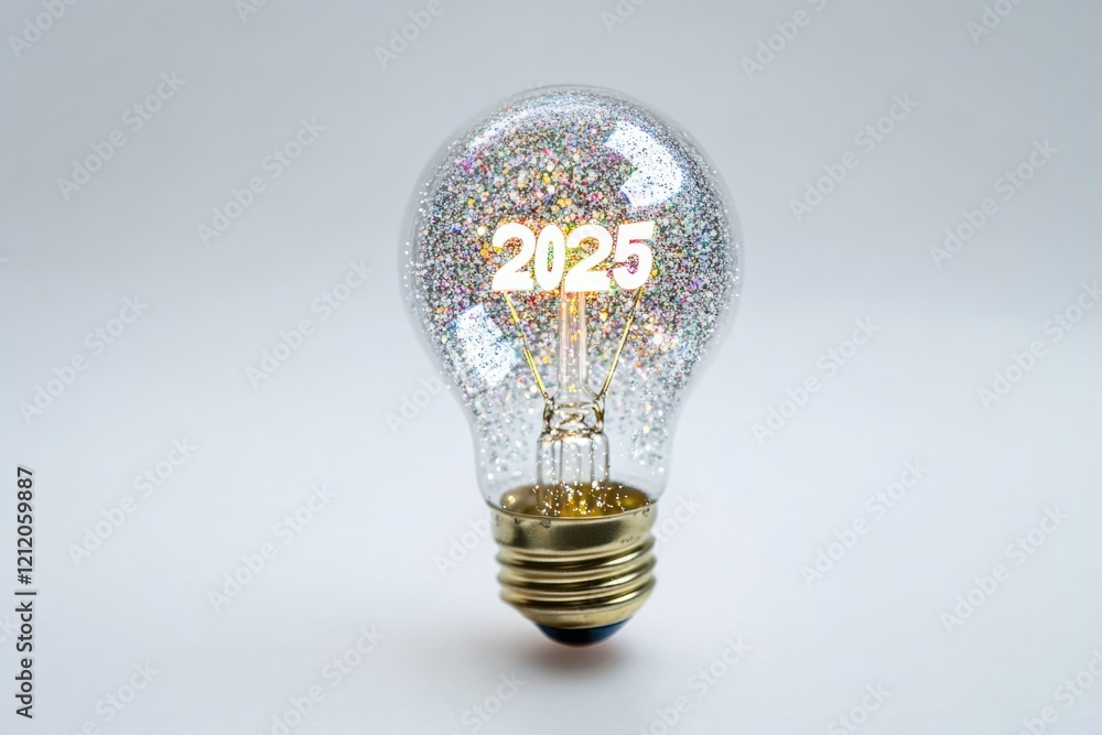 Poster A standard light bulb with the number twenty printed on it