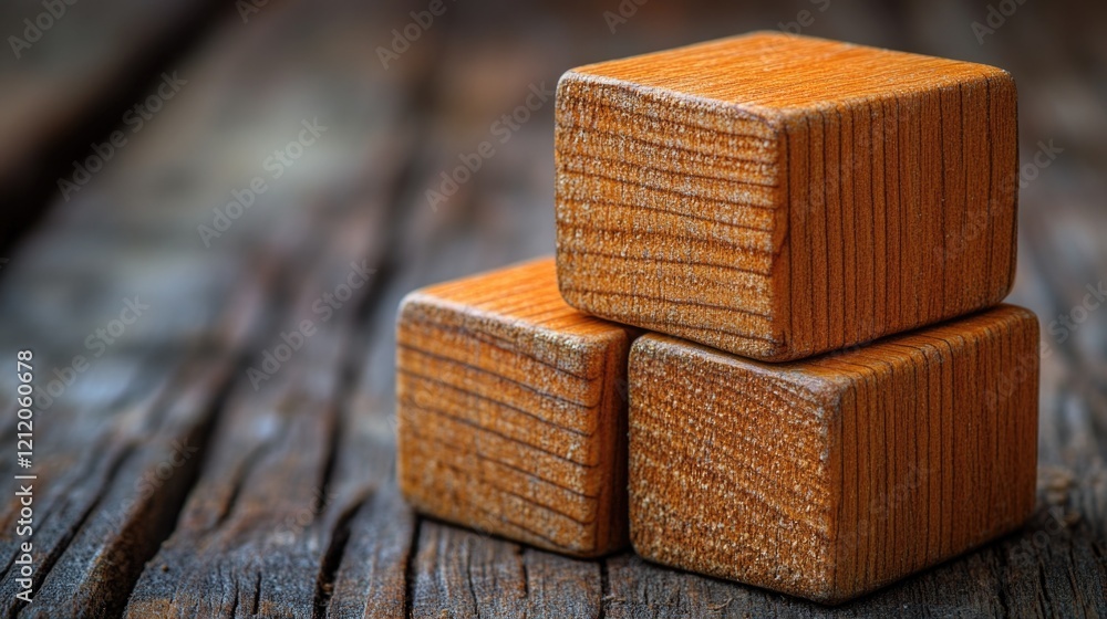Aufkleber three wooden blocks stacked vertically, a simple yet sturdy structure