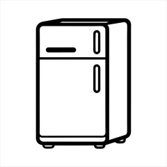 Refrigerator vector silhouette or modern line symbol. Vector line art and icon design with bold outline. Black and white Pixel Perfect minimalistic symbol isolated on white.
