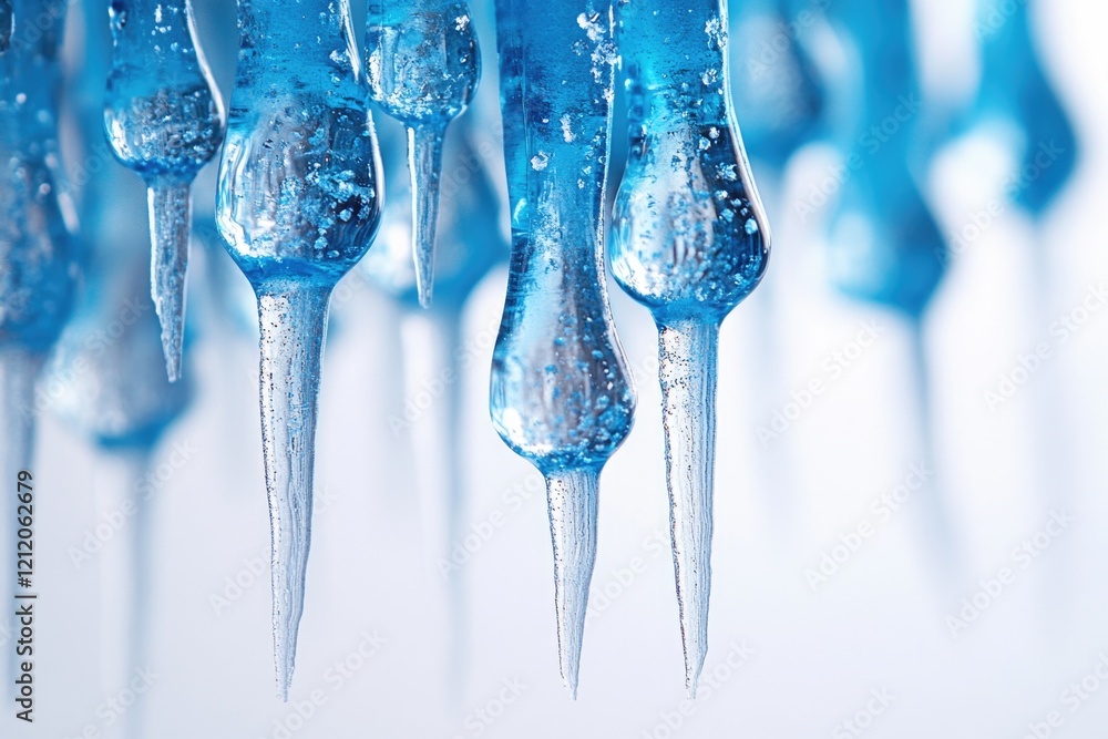 Aufkleber icicles hang from a ceiling in a cold and frosty environment