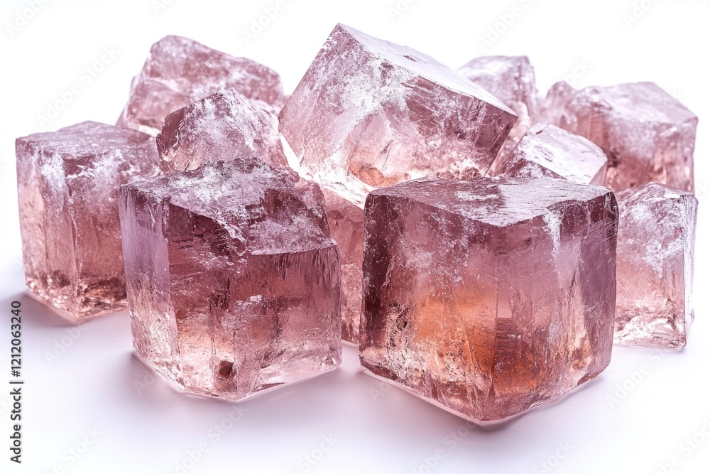 Poster a stack of ice cubes on a table, perfect for cooling drinks or as a decorative element