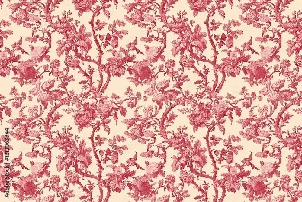 Poster floral toile tapestry pattern. vintage botanical wallpaper pattern. background image. created with g