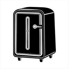 Refrigerator vector silhouette or modern line symbol. Vector line art and icon design with bold outline. Black and white Pixel Perfect minimalistic symbol isolated on white.