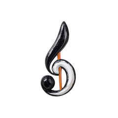 Abstract G Clef Music Note in Black and White Paint