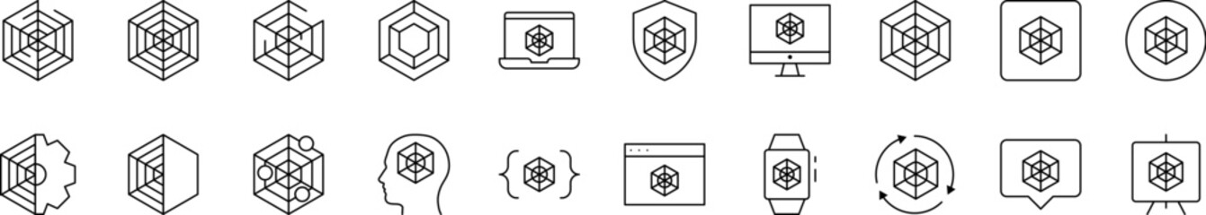 Pack of Net Related Line Icons. Outline Signs for Graphic and Web Design, Apps, Adverts, Various Cards