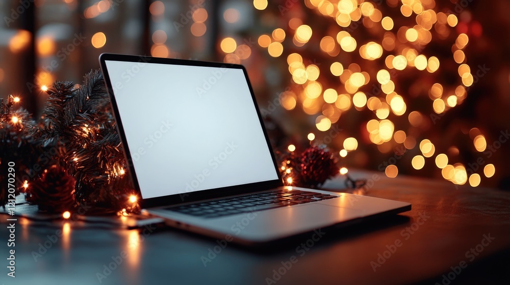 Poster A laptop computer placed on a table, ready for use
