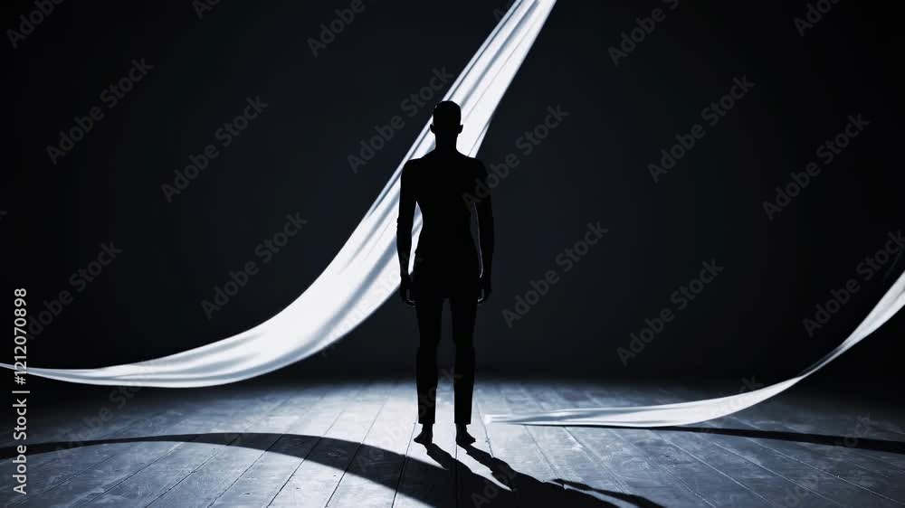 Poster dynamic light patterns create a mesmerizing visual journey through swirling ribbons in an abstract s