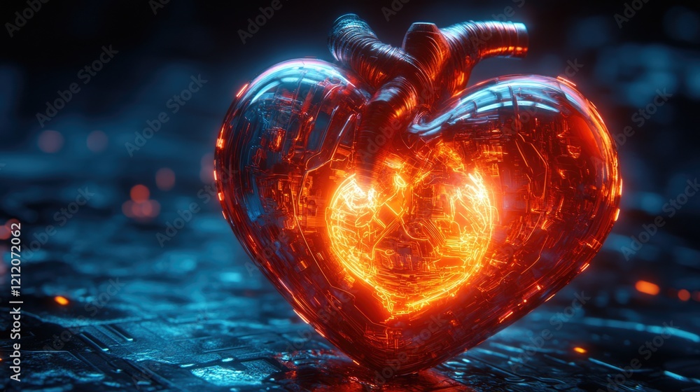 Aufkleber a glowing heart shaped object sits on a table, perfect for use in romantic or inspirational settings