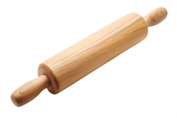 Wooden Rolling Pin on Black Background