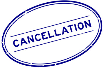 Grunge blue cancellation word oval rubber seal stamp on white background