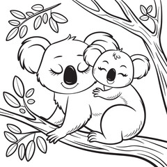 Hand-drawn wild animals coloring page illustration