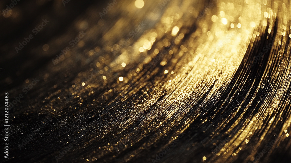Aufkleber abstract shimmering gold bokeh on a dark background, creating a luxurious and elegant visual ideal f