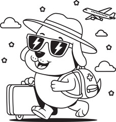 Hand-drawn travel coloring page illustration