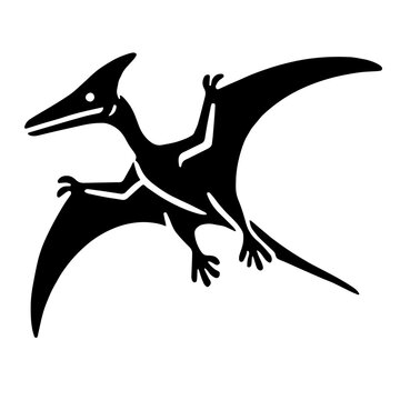 black pterodactyl flying silhouette on white clip art preview