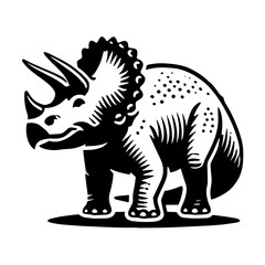 Triceratops Triumph: Stylized Black and White Illustration © CllifforD