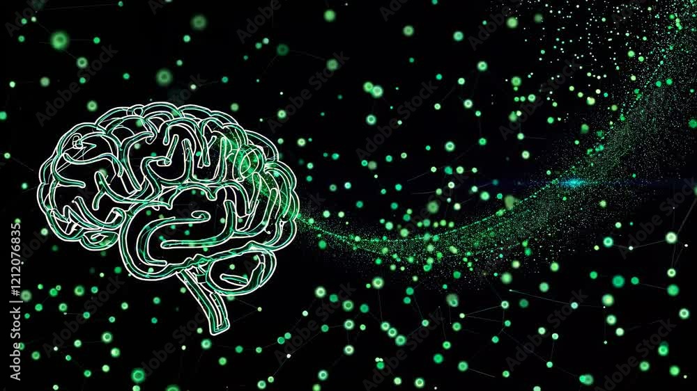 Poster exploring the intersection of neuroscience and technology through digital visualization of brain act
