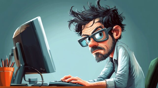 caricatura di un programmatore al computer