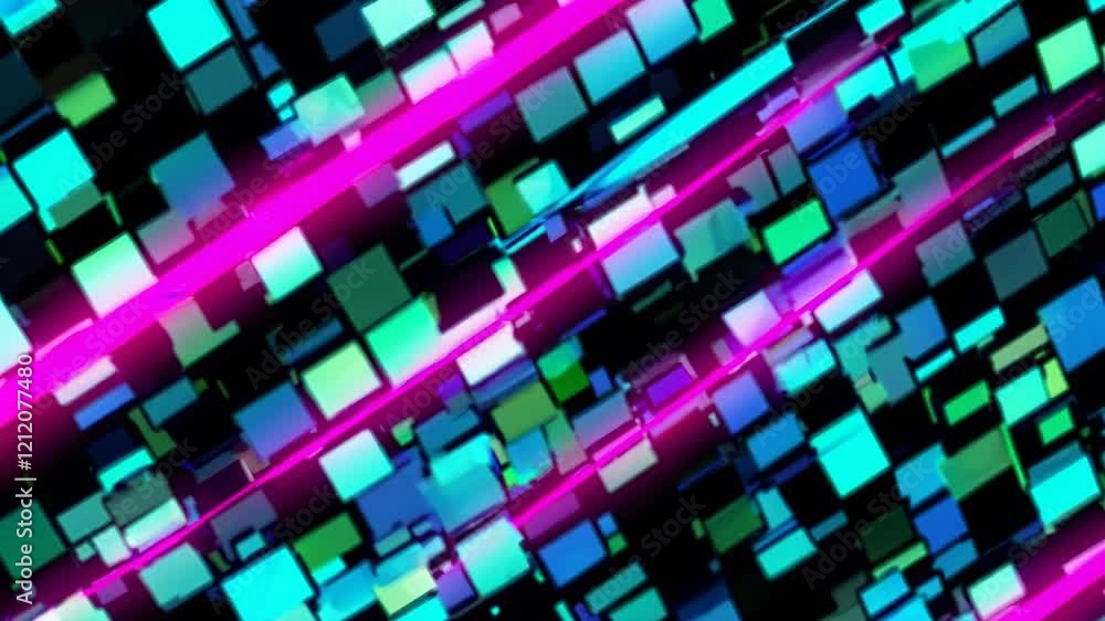 Leinwandbilder dynamic abstract animation featuring vibrant colors and geometric patterns