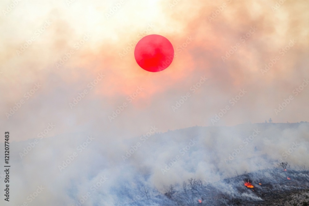 Poster a large red ball appears in the sky with no explanation