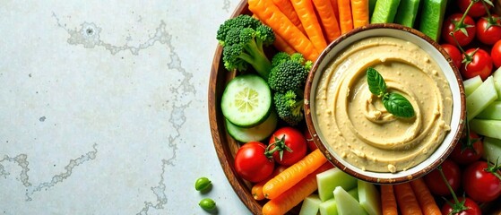 Delicious Crudités & Hummus Platter - Top Down View