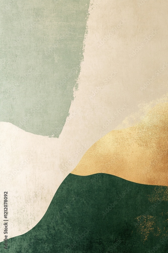 Aufkleber this artwork features a refined gradient blending muted sage green into a soft golden beige with a h