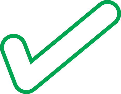 recommend clip art: Tick mark approved green outline icon. Check mark symbol for website and mobile app isolated on transparent background. Verified badge vector illustration. Social media official account tick sign.