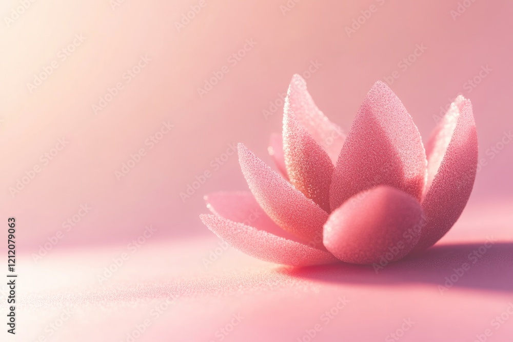 Poster a close-up shot of a pink flower on a pink surface, suitable for use in design and photography proje