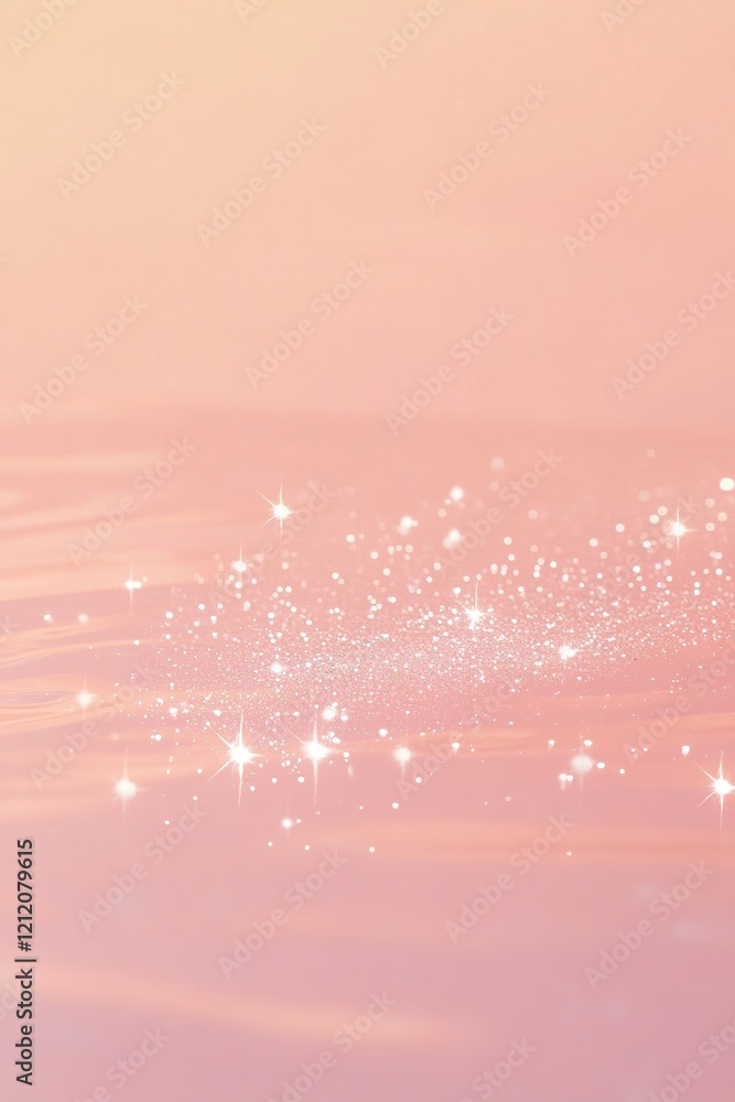 Poster gentle light pink gradient creates a serene atmosphere, complemented by scattered white sparkles. id