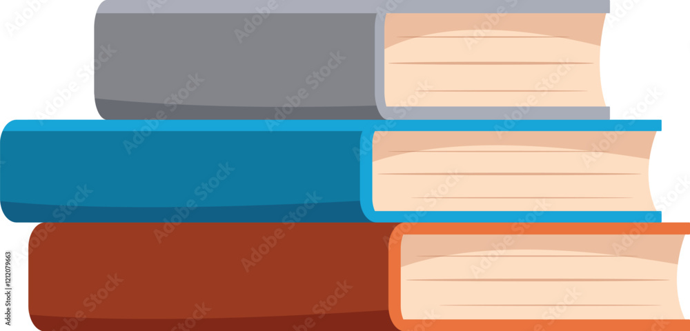 Aufkleber three colorful books are stacked, creating a small, neat pile, ready for reading and learning